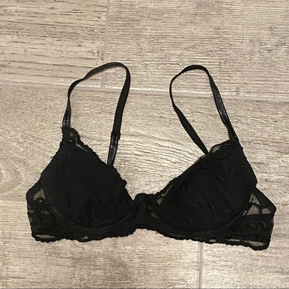 Black half cup bra
